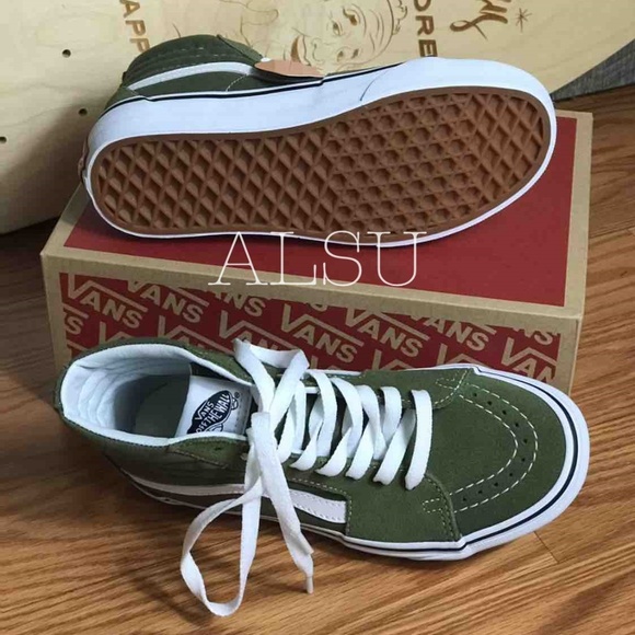 VANS SK8-HI Winter Moss Green White Canvas WMNS - Picture 2 of 8